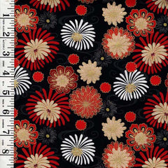 *Asian - Year of the Dragon - Colorful Stylized Mums - LEIA-866-3 - BLACK