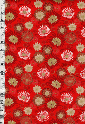 *Asian - Year of the Dragon - Colorful Stylized Mums - LEIA866-2 - RED