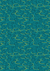 *Asian - Year of the Dragon - Gold Metallic Dragon Swirls - LEIA-864-2 - TEAL