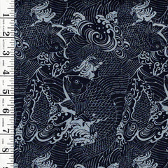 *Japanese - Compact Design - Sea Bream & Crested Waves (Trendtex 2009) - AB-009 - Indigo - By the Half Yard