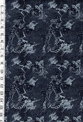 *Japanese - Compact Design - Sea Bream & Crested Waves (Trendtex 2009) - AB-009 - Indigo - By the Half Yard