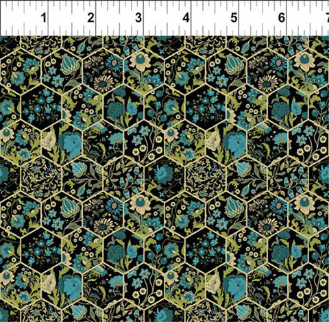 Fabric Art - In the Beginning - Garden Delights III - SALE - Teal - $5.00 By the Yard - Last 4 1/8 Yards