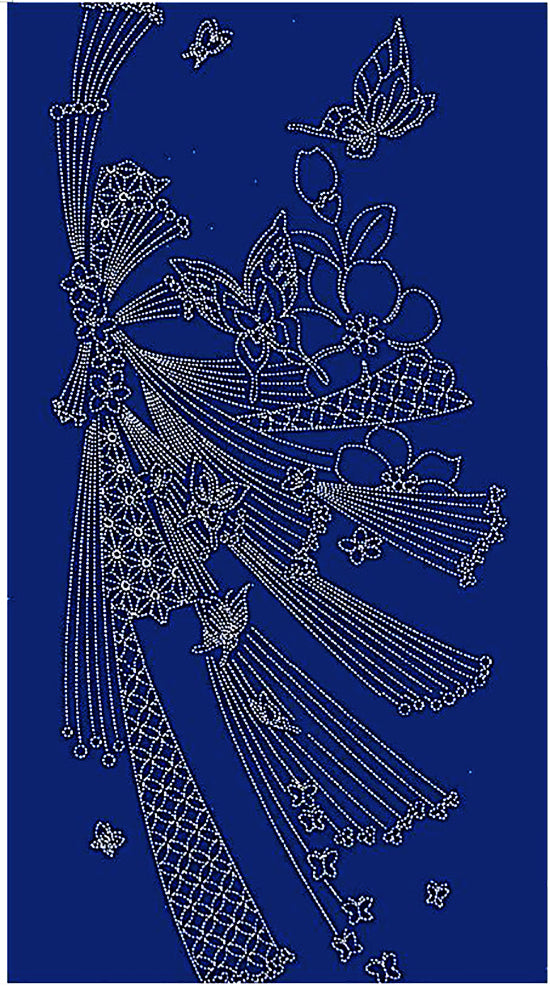 Sashiko Pre-printed Panel - HM-05 - Butterfly Noshi - Dark Navy - Indigo