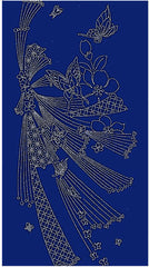 Sashiko Pre-printed Panel - HM-05 - Butterfly Noshi - Dark Navy - Indigo