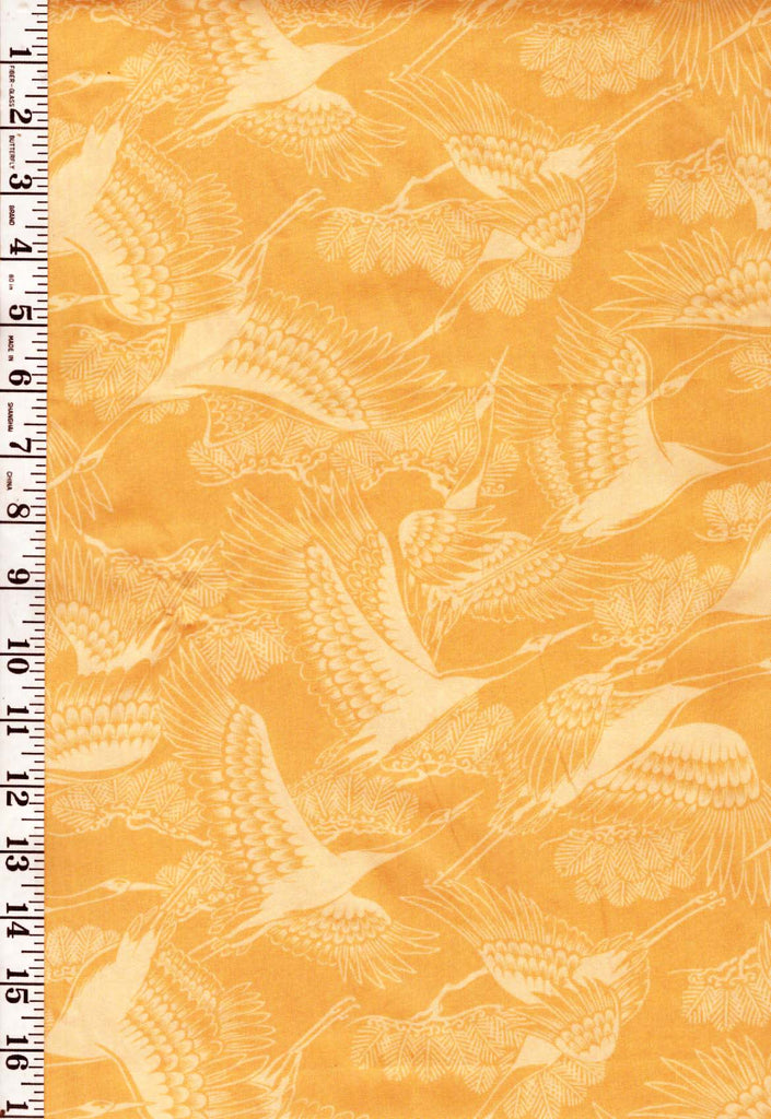 Asian - Kona Bay - Tonal Flying Cranes - Tsuru 01 - Warm Butter - Last 1 1/8 yard