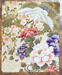 Asian - Kona Bay - Flying Cranes, Peonies & Cherry Blossoms - 4 Pieces - 9" x 12" - Cream & Black (2 each)