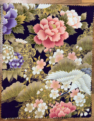Asian - Kona Bay - Flying Cranes, Peonies & Cherry Blossoms - 4 Pieces - 9" x 12" - Purple