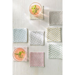 Sashiko Coaster Collection - Hidamari Cosmo - 4 Coaster Set - 98901 - White