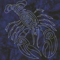 Sashiko - Pre-printed Sea Life Panel - Lobster - Indigo