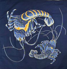 Furoshiki - Japanese Wrapping Cloth - LOBSTERS - Navy - Large Size - 40" - LAST ONE