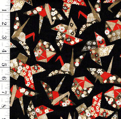 Japanese - Sevenberry Nara Homespun - Ori-Zuru Origami Cranes & Floating Boxes - SB-88501-2-6 - Black