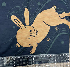 Furoshiki - Japanese Wrapping Cloth - Bunny over Waves - Navy - Large Size