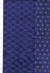 Sashiko Fabric - Pre-printed Sashiko Fabric - 4 Traditional Designs - Dark Navy-Indigo - Piece 2