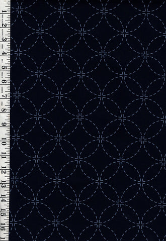 Sashiko Fabric - Pre-printed Sashiko Fabric - Seven Treasures - Dark Navy-Indigo - 102B