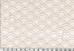 Sashiko Fabric - Pre-printed Sashiko Fabric - Wave Design (Seigaiha) - Natural - 103C