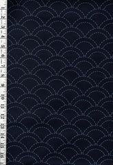 Sashiko Fabric - Pre-printed Sashiko Fabric - Wave Design (Seigaiha) - Dark Navy-Indigo - 103B