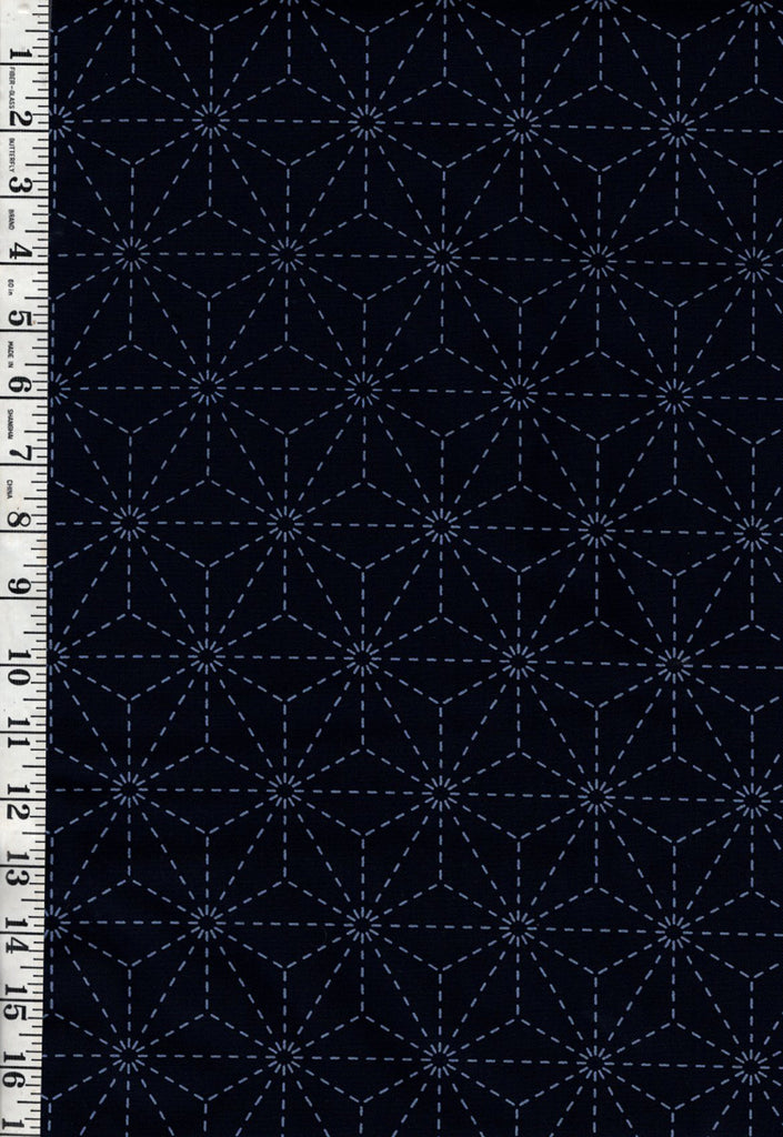 Sashiko Fabric - Pre-printed Sashiko Fabric - Asanoha - Dark Navy-Indigo- 101B