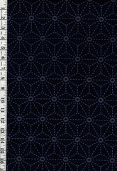 Sashiko Fabric - Pre-printed Sashiko Fabric - Asanoha - Dark Navy-Indigo- 101B