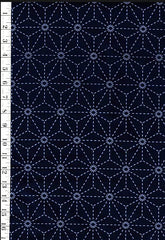 * Sashiko Fabric - Pre-printed Sashiko Fabric - Asanoha - Dark Navy-Indigo- 101B - By the Half Yard