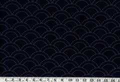 Sashiko Fabric - Pre-printed Sashiko Fabric - Wave Design (Seigaiha) - Dark Navy-Indigo - 103B