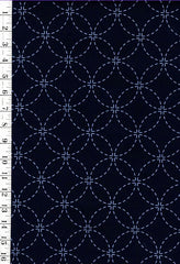 Sashiko Fabric - Pre-printed Sashiko Fabric - Seven Treasures - Dark Navy-Indigo - 102B - By the Half Yard
