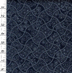 *Japanese - Sevenberry Japanese Weights with Traditional Motifs - Indigo - Last 2 7/8 yards