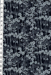 *Japanese - Sevenberry Bamboo & Cherry Blossoms - Indigo - Last 1 1/8 yards