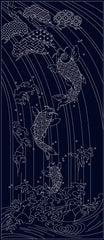 Sashiko Pre-printed Panel - Wagara SPLASHING SPIRITS - KF1123-11B - Black