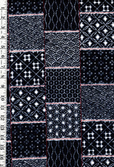 *Japanese -  Japanese Motif Patchwork 3 1/2" Squares - Dark Indigo/ Black - By the Half Yard