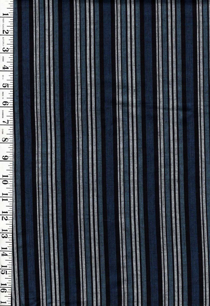 Japanese - Hanamomen Stripe - Indigo, Navy & Gray - Last 2 1/2 yards