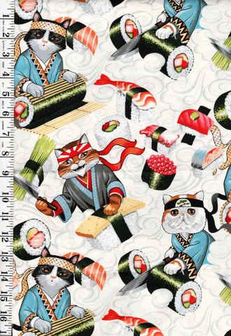 *Asian Novelty - Alexander Henry Sushi Cats (2015) - Last 1/2 yard