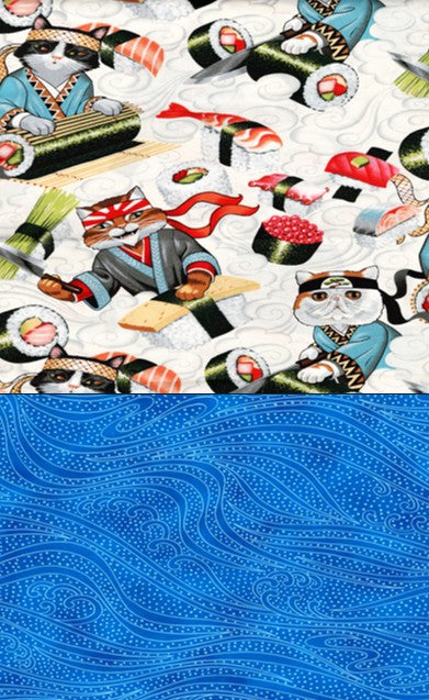 *Asian - Half Yard Color Pack - Alexander Henry Sushi Cats (2015) & Kona Bay Wave