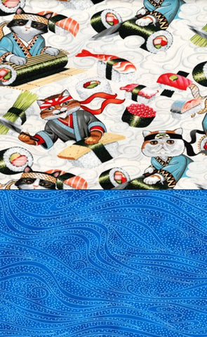 *Asian - Half Yard Color Pack - Alexander Henry Sushi Cats (2015) & Kona Bay Wave