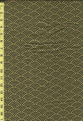 *Japanese - Hishiei Gold Metallic Waves (Seigaiha) - H-6833-1D - Olive Green