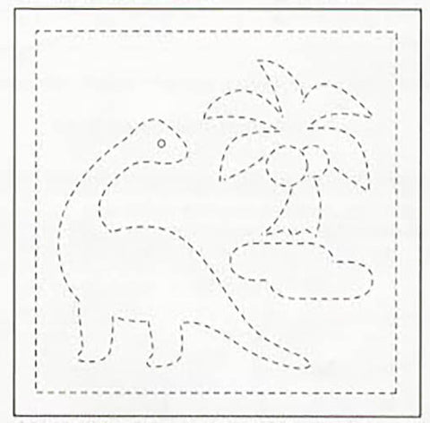 Sashiko Pre-printed Sampler - Kids Dinosaur & Palm Tree # 1004 - White - ON SALE