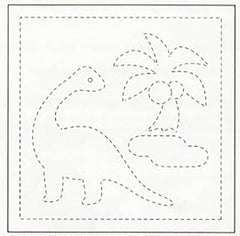 Sashiko Pre-printed Sampler - Kids Dinosaur & Palm Tree # 1004 - White - ON SALE