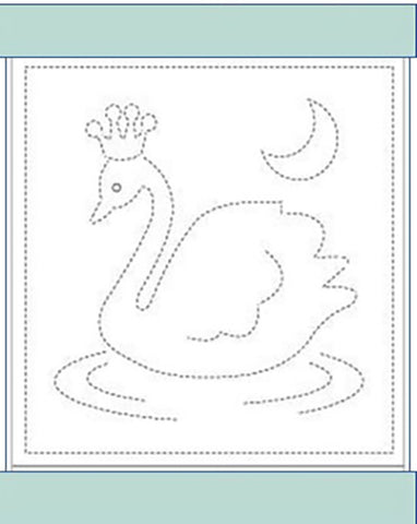 Sashiko Pre-printed Sampler - Kids Swan # 1007 - Aqua - ON SALE