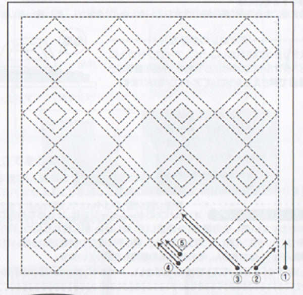 Sashiko Pre-printed Sampler - # 1036 Tate-mimasu - Diamond Squares - White