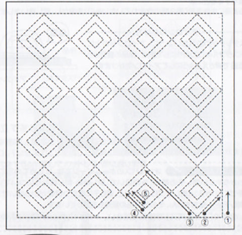 Sashiko Pre-printed Sampler - # 1036 Tate-mimasu - Diamond Squares - White - ON SALE - SAVE 30%