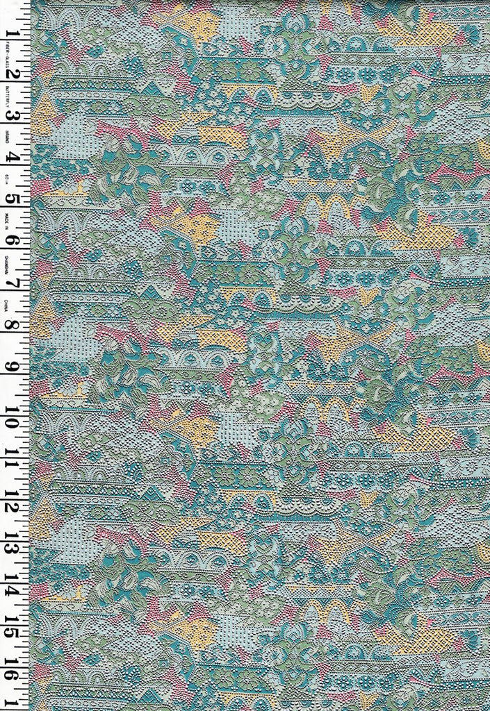 520 - Japanese Combined Weave - Abstract Floral Motifs - Multi-Colors (Pastels)