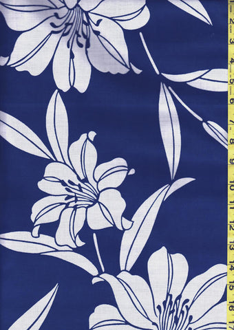 Yukata Fabric - 140 - Lilies on Blue