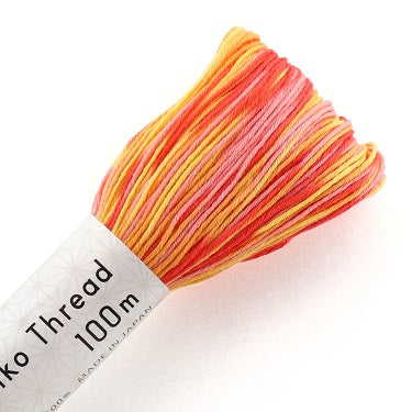 Sashiko Thread - Olympus - Large 100m Skeins - Short Pitch Variegated  # 193 - Yellow, Orange & Red