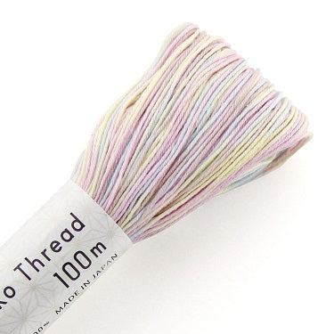 Sashiko Thread - Olympus - Large 100m Skeins - Short Pitch Variegated  # 194 - Pastels (Baby Blue, Soft Yellow, Pale Pink)