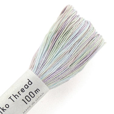 Sashiko Thread - Olympus - Large 100m Skeins - Short Pitch Variegated  # 195 - Pastels (Lavender, Baby Blue, Soft Mint Green)
