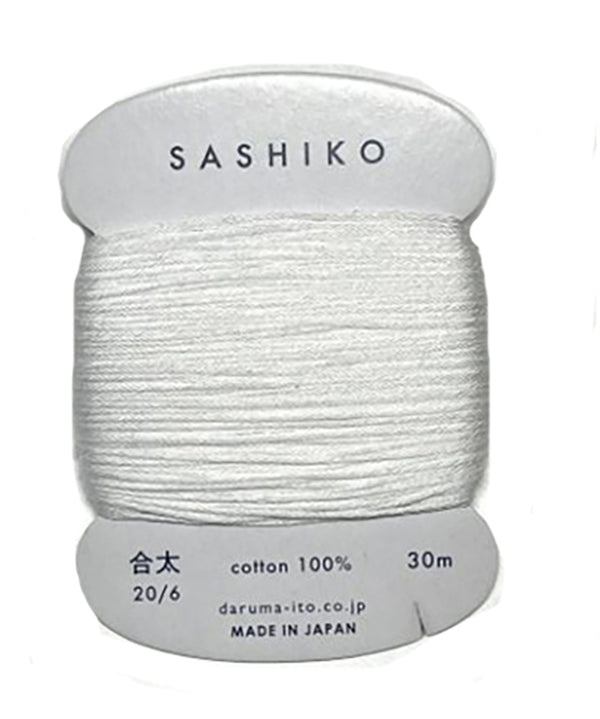 Sashiko Thread - Daruma - Medium/Regular Weight - 30m Cards (White #201)
