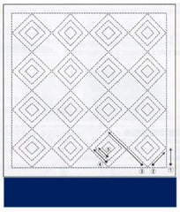Sashiko Pre-printed Sampler - # 2036 Tate-mimasu - Diamond Squares - Navy - ON SALE - SAVE 30%
