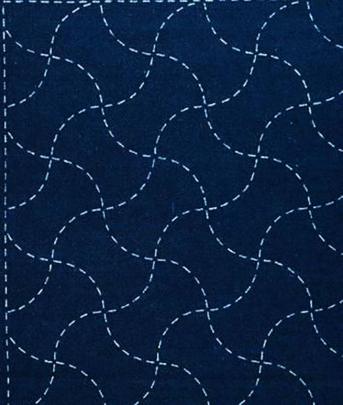 Sashiko Pre-printed Sampler (Olympus) - # 211  Fundo-tsunagi (Japanese Weights) - Navy