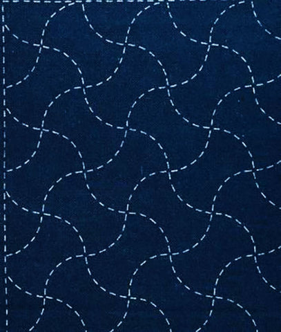 Sashiko Pre-printed Sampler (Olympus) - # 211  Fundo-tsunagi (Japanese Weights) - Navy