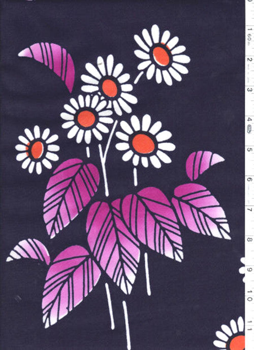 Yukata Fabric - 519 - Daisies - Purple