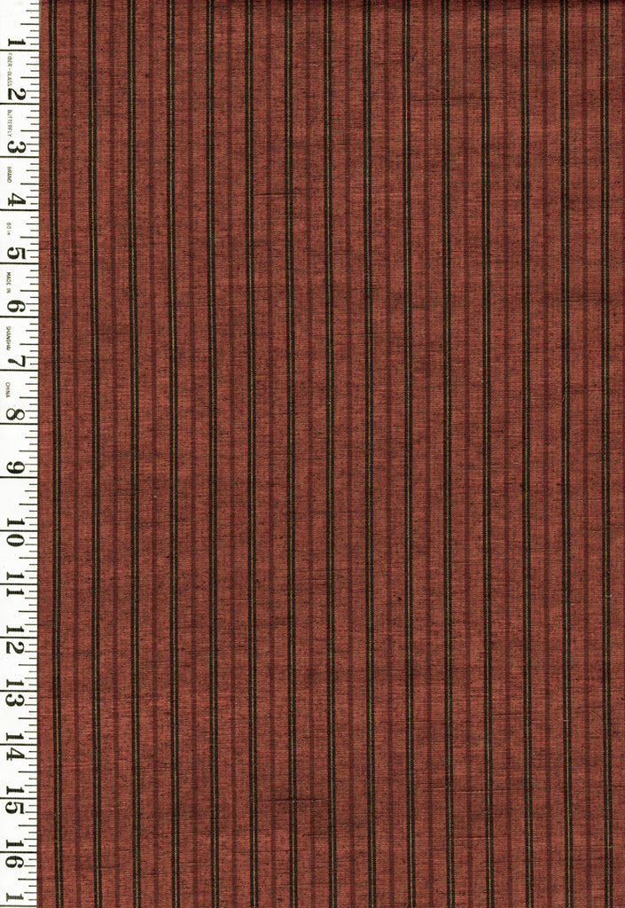 812 - Japanese Silk - Tsumugi Woven Stripe - Copper - Brown